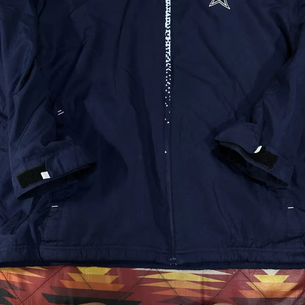 Dallas Cowboys Reebok Onfield Jacket Men’s XL Navy Fleece Lined Full Zip Hooded